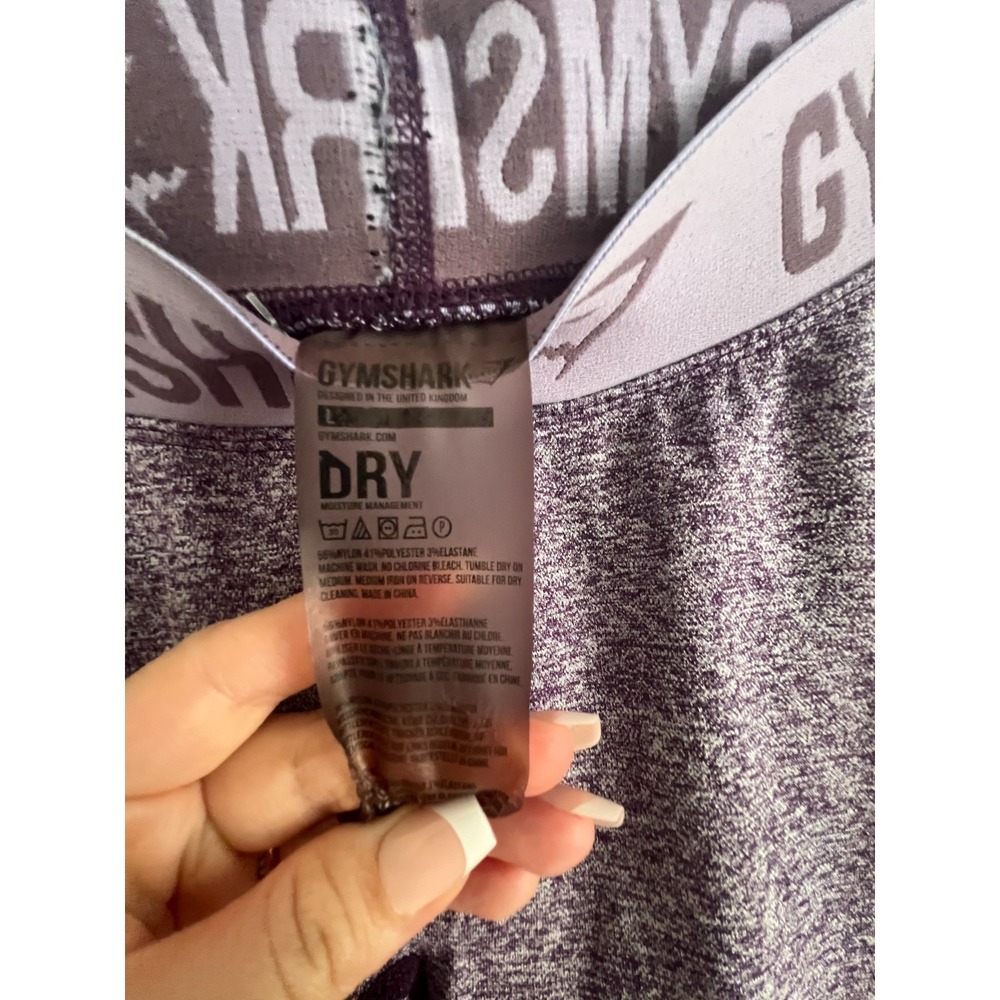 Gymshark Leggings Womens Large Heather Purple Spell Out Shaping High Waist - Picture 2 of 3